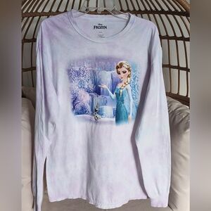 Disney Frozen Movie Elsa & Olaf Graphic Front Pullover T-Shirt Sz L